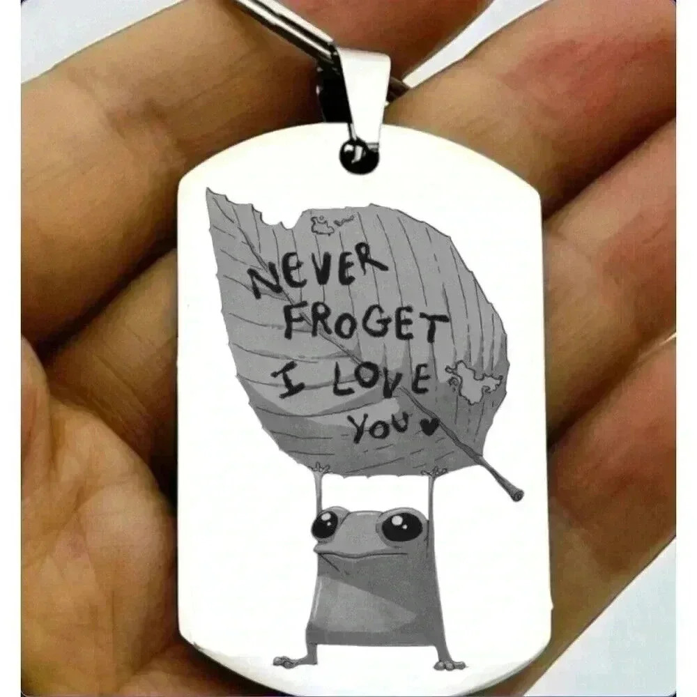 Baby Frog Never Forget I Love You Tree Flower Leaves Art Funny Comedy Keychain